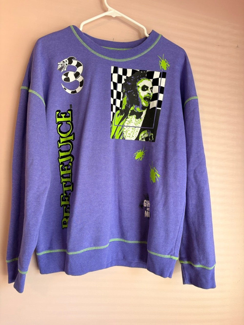 Beetlejuice Graphic Crewneck Sweatshirt - Purple/Green